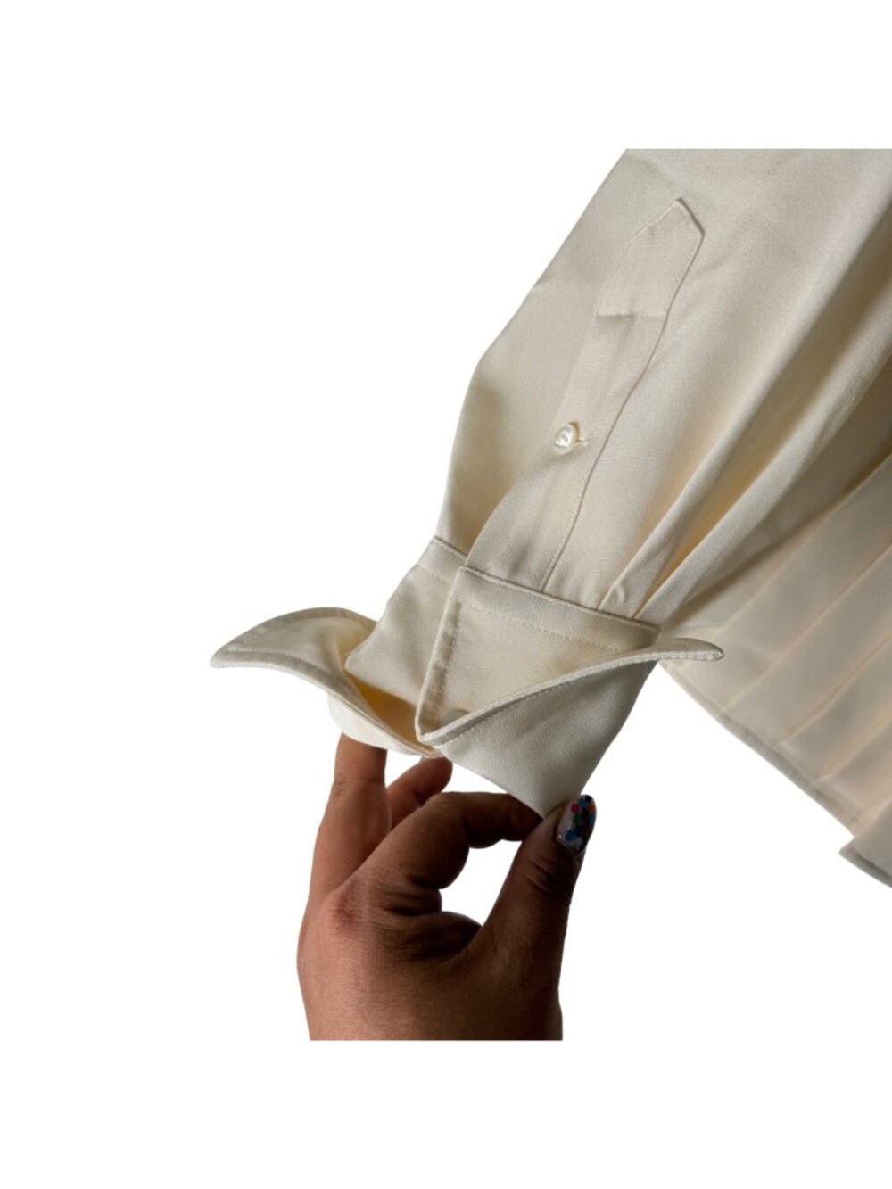 Ralph Lauren Blue Label Cream Pintucked 100% Silk Blouse Womens Size 6 - Picture 4 of 6